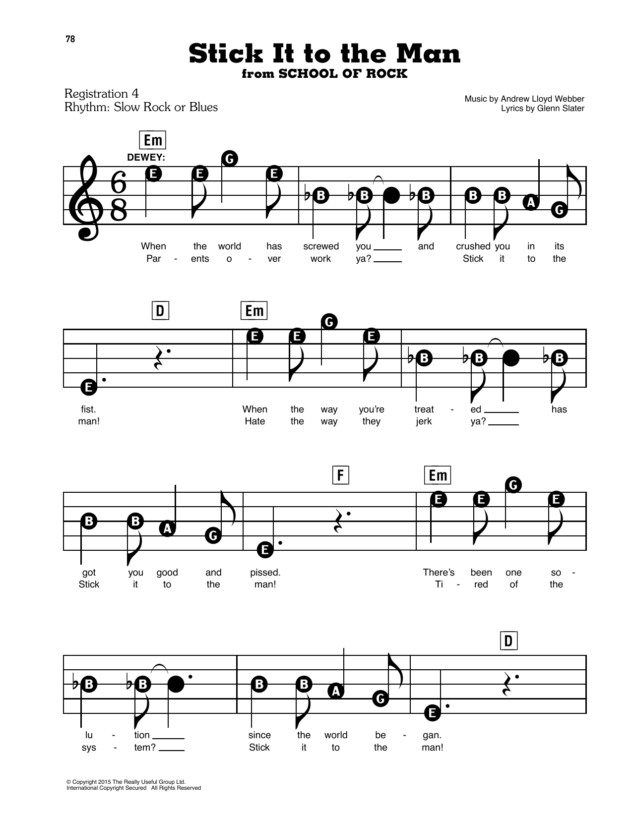 Stick It To The Man (from School of Rock: The Musical) sheet music