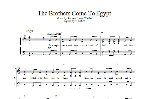 The Brothers Come To Egypt sheet music