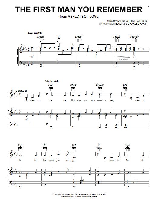 Preview Andrew Lloyd Webber The First Man You Remember Musicals sheet music, notes and chords for Piano, SKU: 18373 The First Man You Remember sheet music