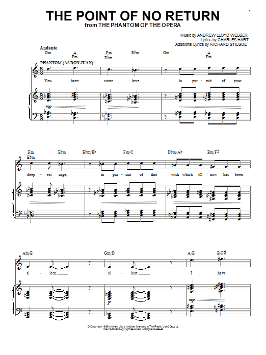 The Point Of No Return (from The Phantom Of The Opera) sheet music
