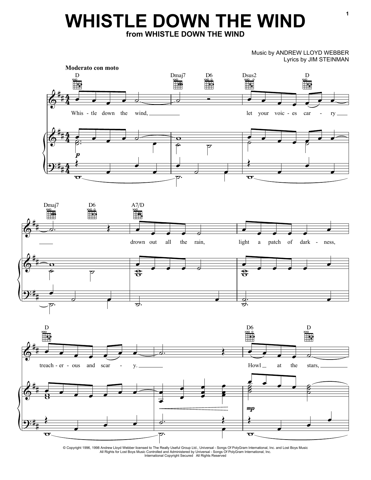 Whistle Down The Wind sheet music