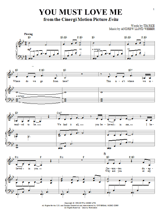You Must Love Me sheet music