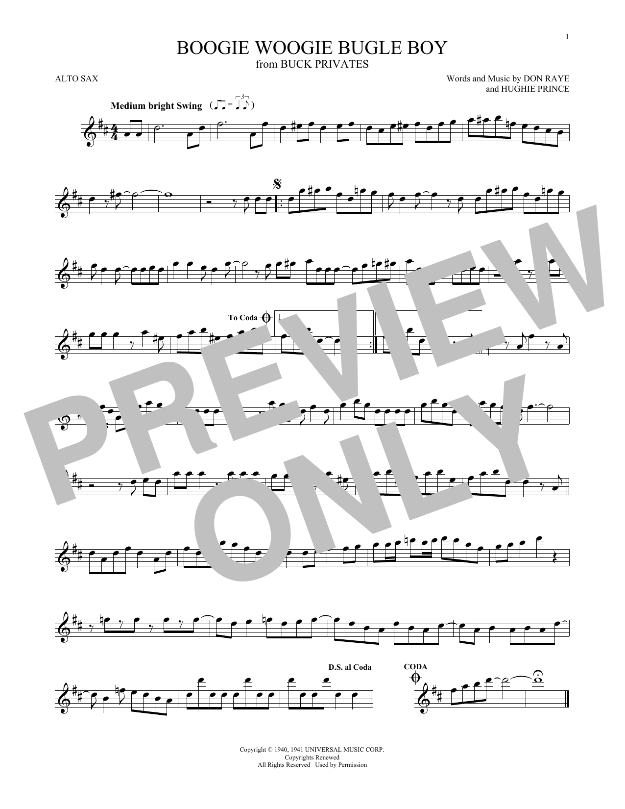 Andrews Sisters Boogie Woogie Bugle Boy Sheet Music Notes & Chords for Cello - Download or Print PDF