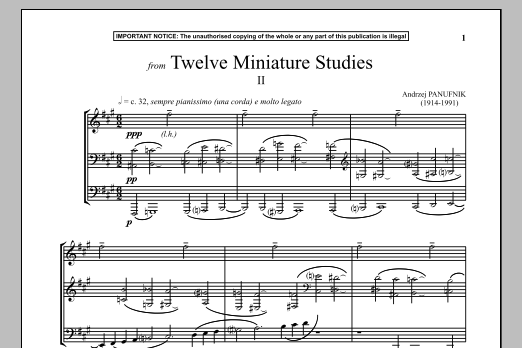 Andrzej Panufnik Twelve Miniature Studies, II. Sheet Music Notes & Chords for Piano - Download or Print PDF
