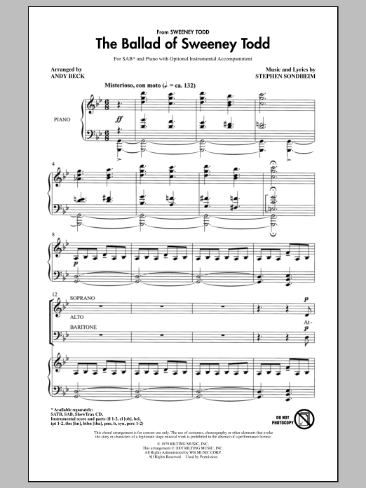 Andy Beck The Ballad Of Sweeney Todd Sheet Music Notes & Chords for SAB - Download or Print PDF