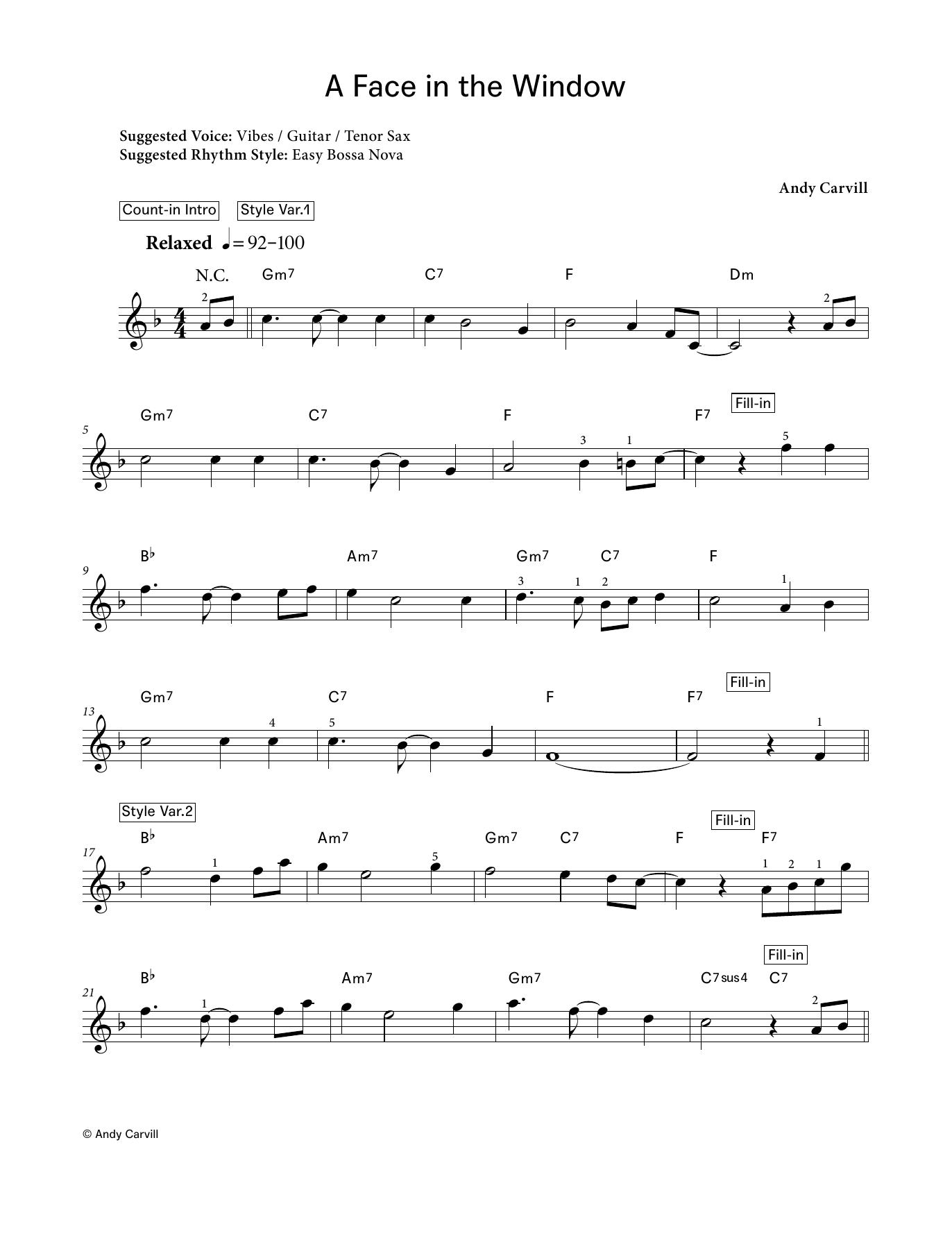 Andy Carvill A Face in the Window (LCME Electronic Keyboard Grade 1 List B) Sheet Music Notes & Chords for Piano Solo - Download or Print PDF