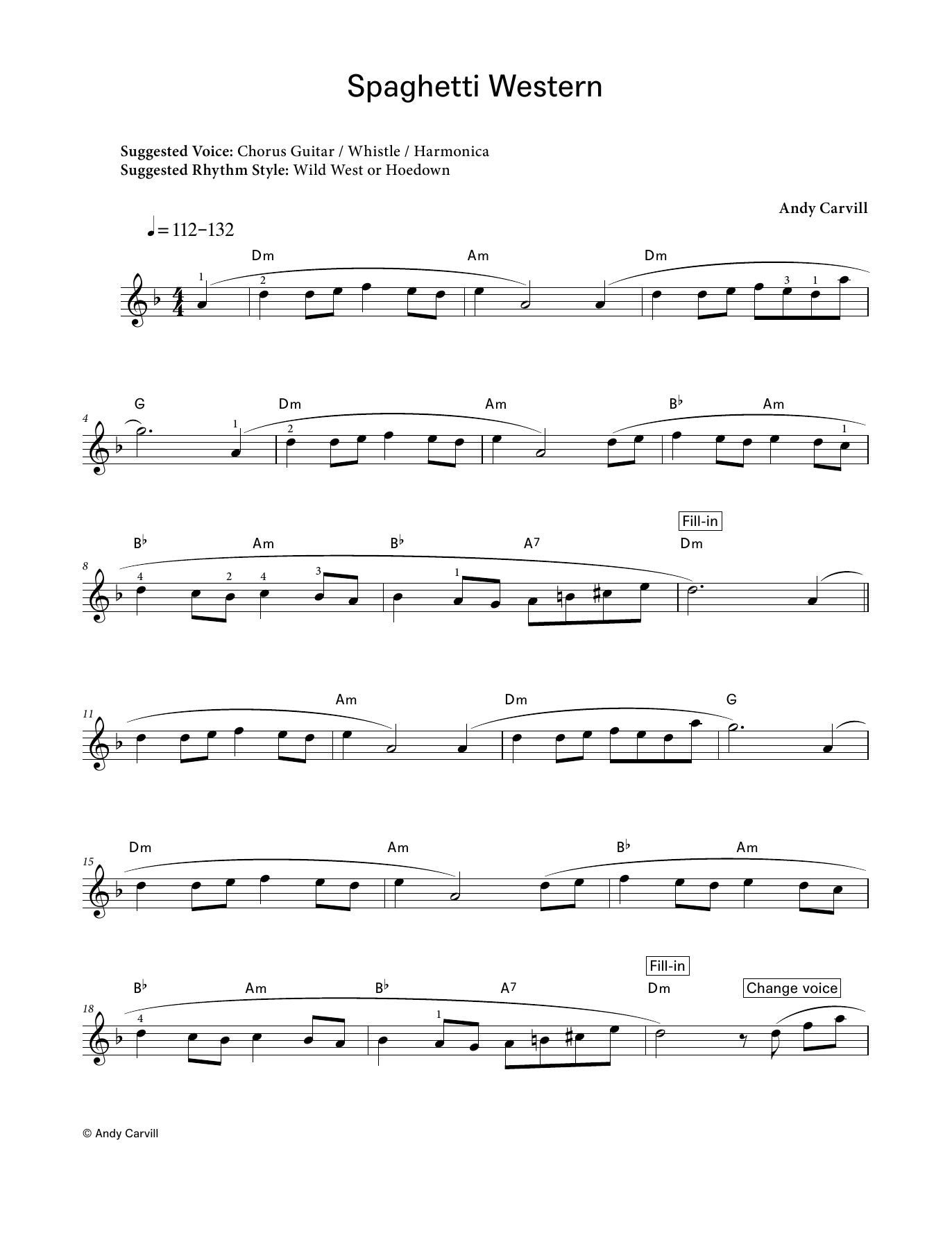 Andy Carvill Spaghetti Western (LCME Electronic Keyboard Grade 2 List B) Sheet Music Notes & Chords for Piano Solo - Download or Print PDF