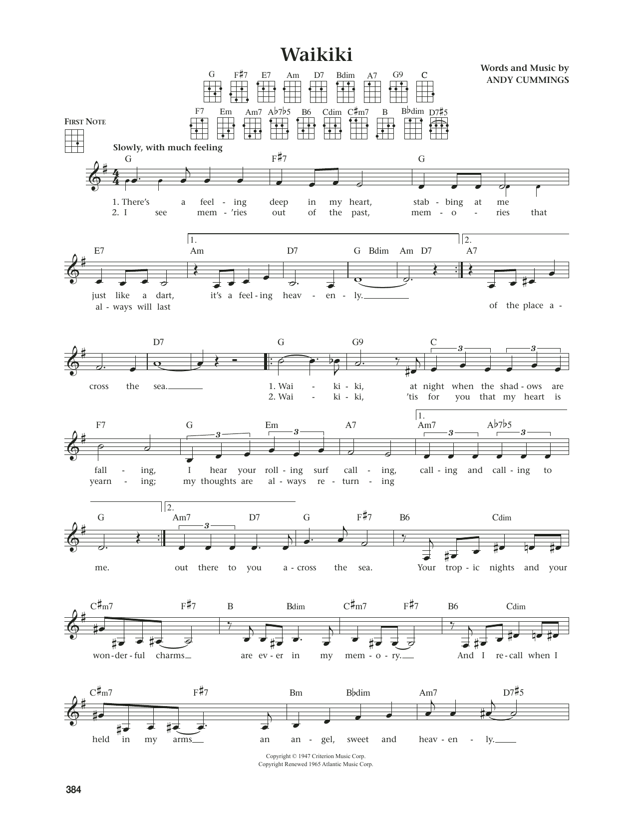 Andy Cummings Waikiki (from The Daily Ukulele) (arr. Jim Beloff) Sheet Music Notes & Chords for Ukulele - Download or Print PDF