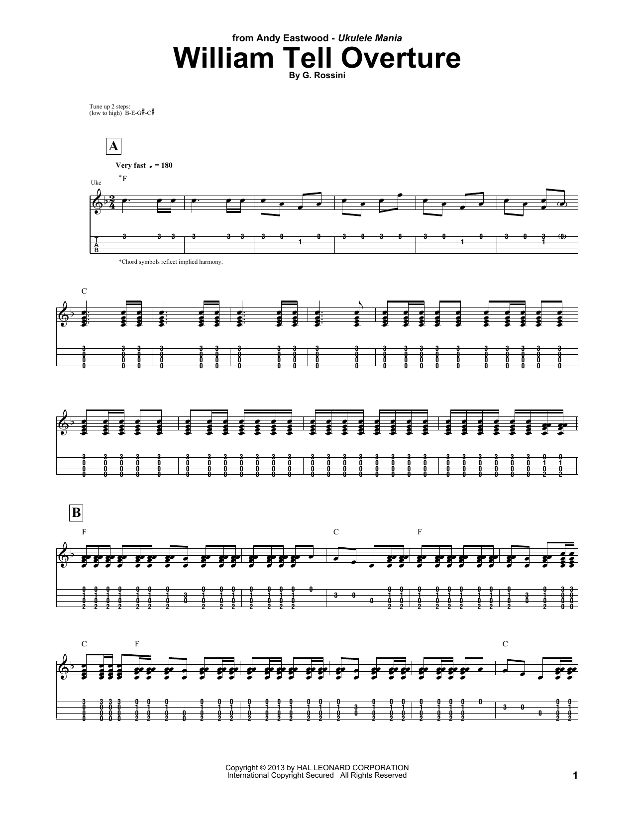 Andy Eastwood William Tell Overture Sheet Music Notes & Chords for UKETAB - Download or Print PDF