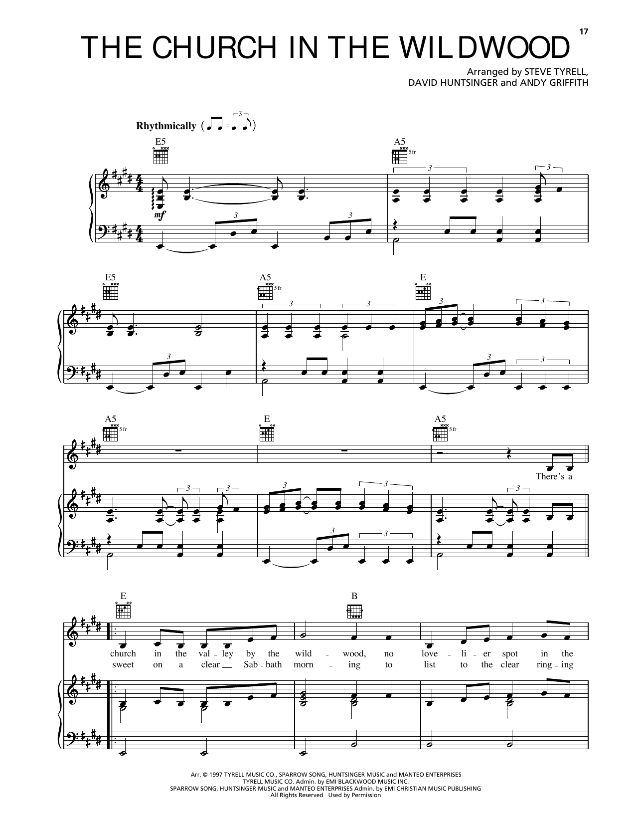 Andy Griffith Church In The Wildwood Sheet Music Notes & Chords for Piano, Vocal & Guitar Chords (Right-Hand Melody) - Download or Print PDF Andy Griffith Church In The Wildwood Sheet Music Notes & Chords for Piano, Vocal & Guitar Chords (Right-Hand Melody) - Download or Print PDF