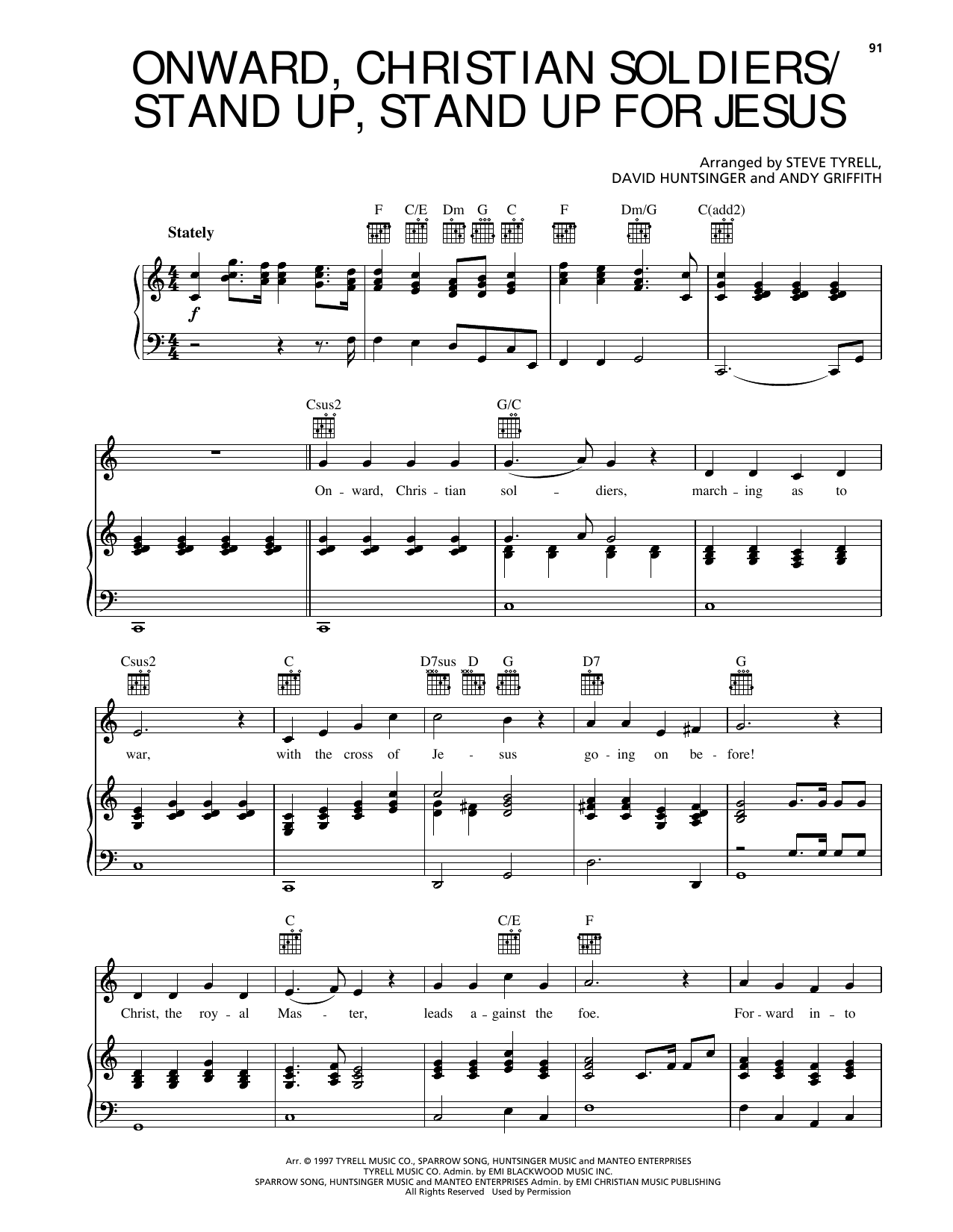 Andy Griffith Onward Christian Soldiers/Stand Up, Stand Up For Jesus Sheet Music Notes & Chords for Piano, Vocal & Guitar Chords (Right-Hand Melody) - Download or Print PDF Andy Griffith Onward Christian Soldiers/Stand Up, Stand Up For Jesus Sheet Music Notes & Chords for Piano, Vocal & Guitar Chords (Right-Hand Melody) - Download or Print PDF