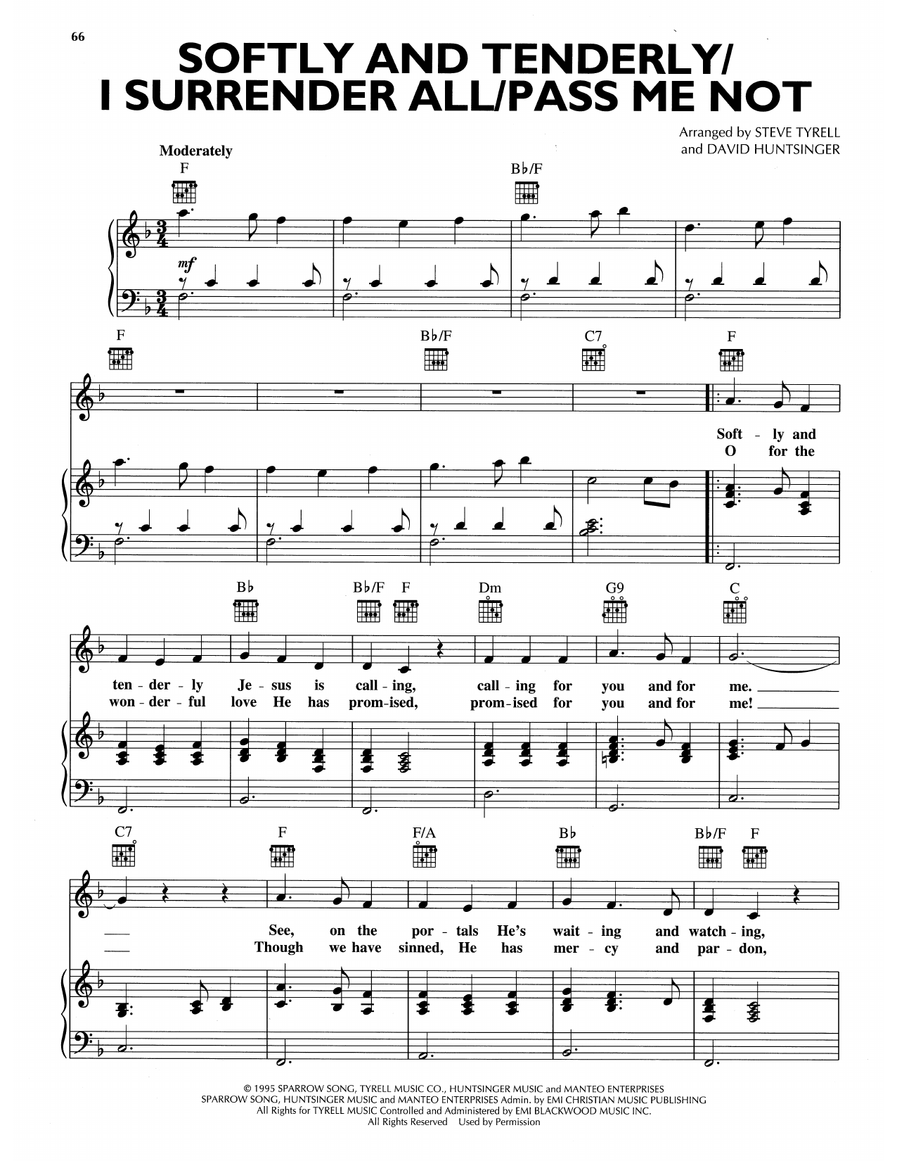 Andy Griffith Softly And Tenderly/I Surrender All/Pass Me Not Sheet Music Notes & Chords for Piano, Vocal & Guitar Chords (Right-Hand Melody) - Download or Print PDF
