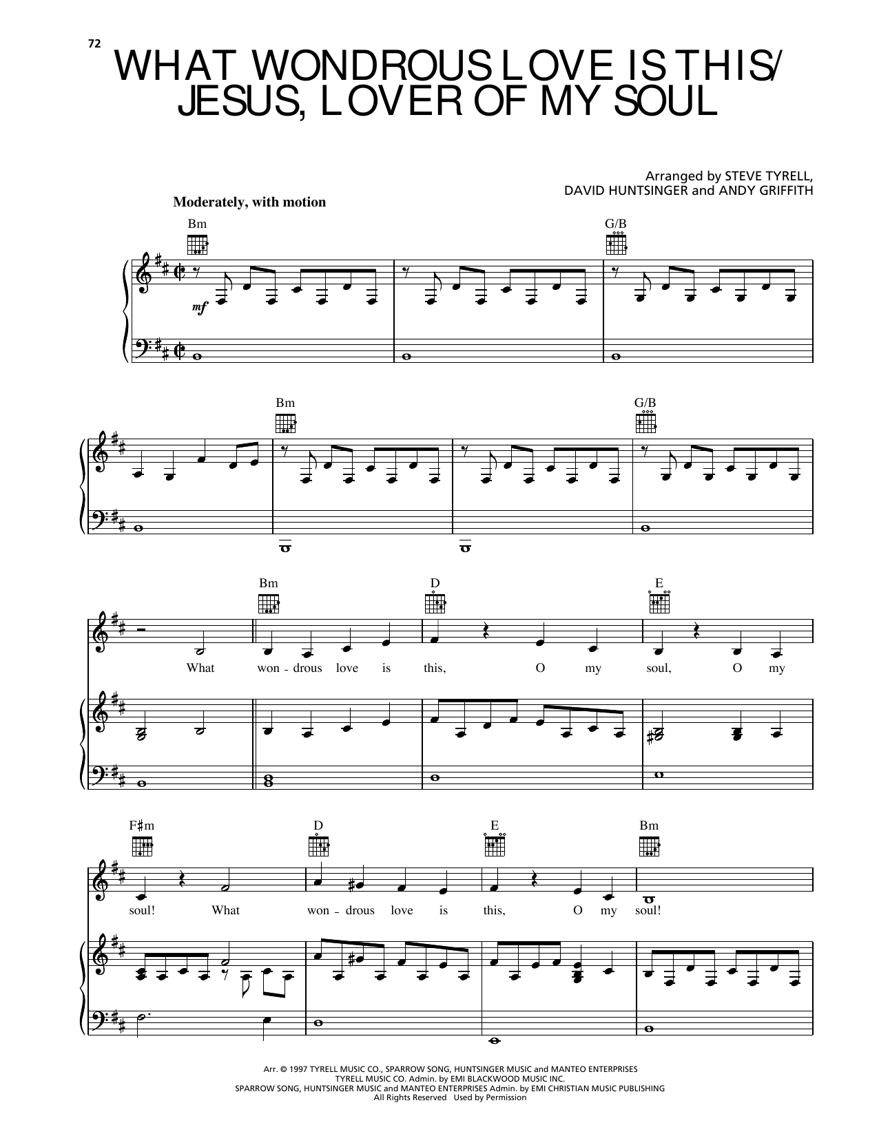 Andy Griffith What Wondrous Love Is This/Jesus, Lover Of My Soul Sheet Music Notes & Chords for Piano, Vocal & Guitar Chords (Right-Hand Melody) - Download or Print PDF