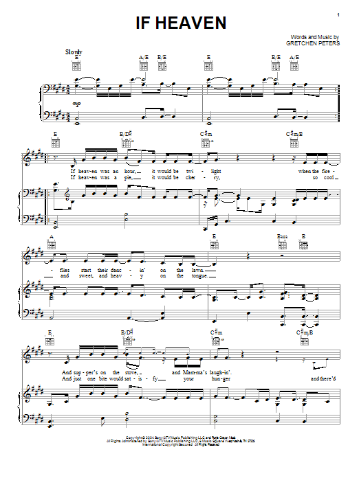 Andy Griggs If Heaven Sheet Music Notes & Chords for Piano, Vocal & Guitar (Right-Hand Melody) - Download or Print PDF