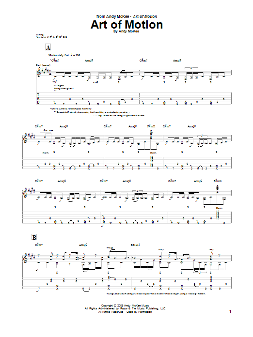 Andy McKee Art Of Motion Sheet Music Notes & Chords for Guitar Tab - Download or Print PDF