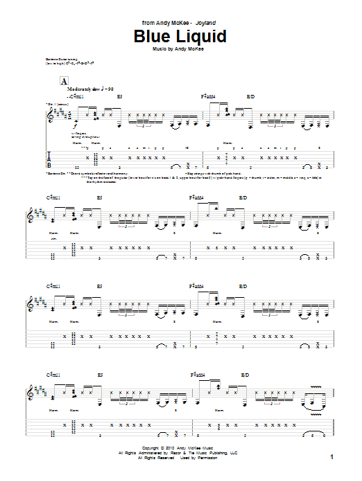 Andy McKee Blue Liquid Sheet Music Notes & Chords for Guitar Tab - Download or Print PDF