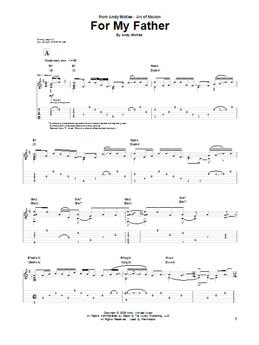 Andy McKee For My Father Sheet Music Notes & Chords for Guitar Tab - Download or Print PDF