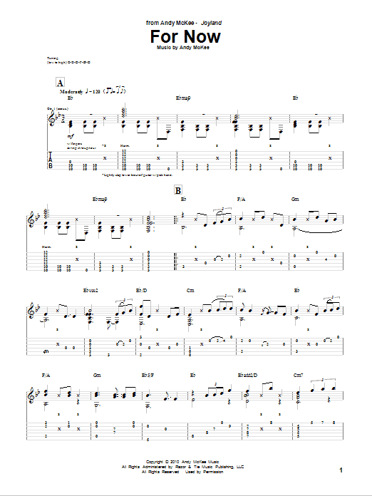 Andy McKee For Now Sheet Music Notes & Chords for Guitar Tab - Download or Print PDF