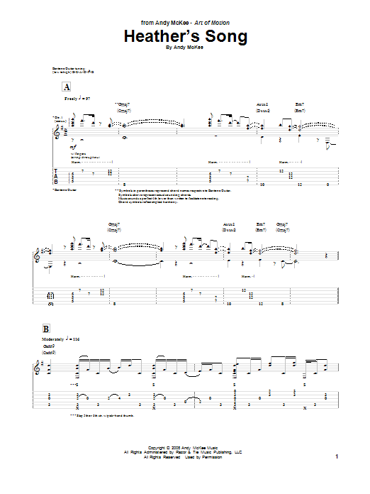 Andy McKee Heather's Song Sheet Music Notes & Chords for Guitar Tab - Download or Print PDF