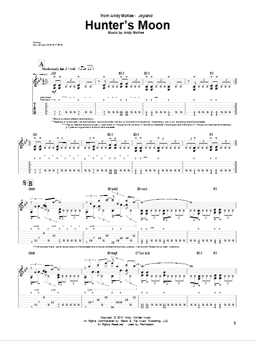 Andy McKee Hunter's Moon Sheet Music Notes & Chords for Guitar Tab - Download or Print PDF