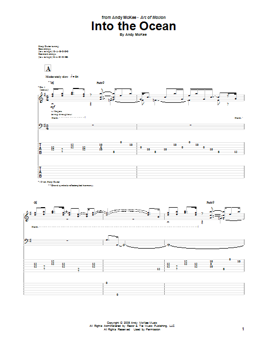 Andy McKee Into The Ocean Sheet Music Notes & Chords for Guitar Tab - Download or Print PDF