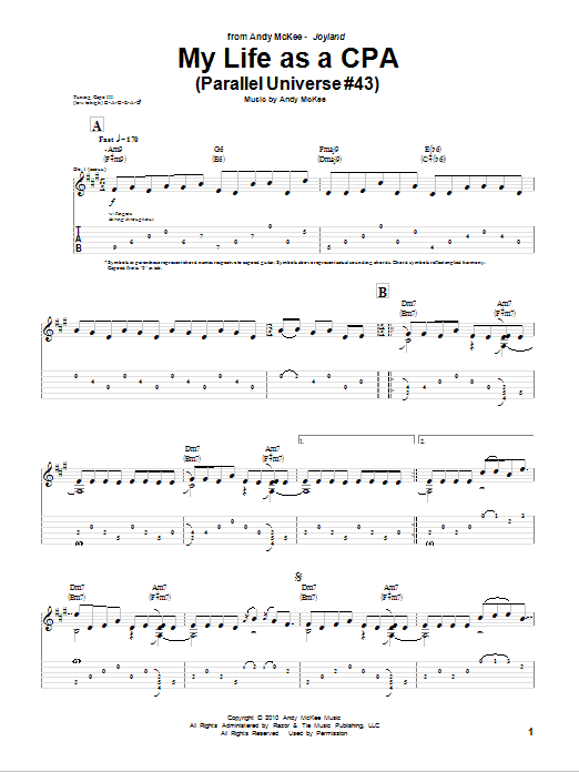 Andy McKee My Life As A CPA (Parallel Universe #43) Sheet Music Notes & Chords for Guitar Tab - Download or Print PDF