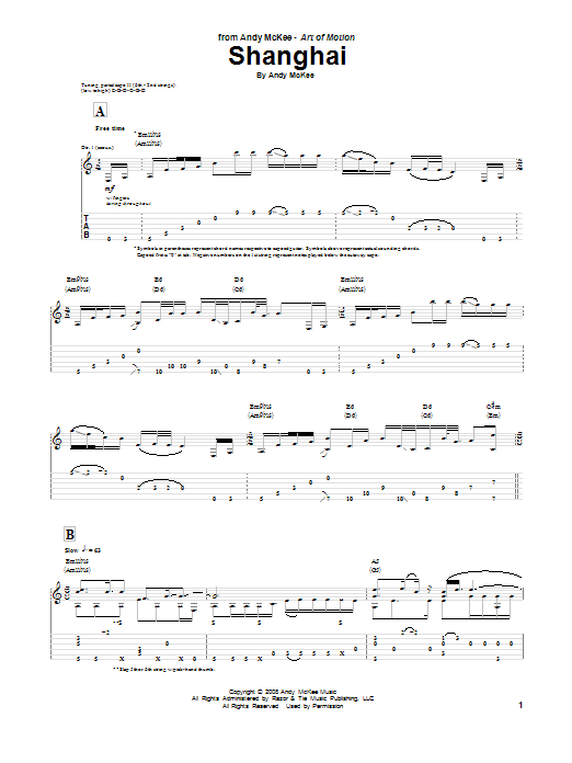 Andy McKee Shanghai Sheet Music Notes & Chords for Guitar Tab - Download or Print PDF