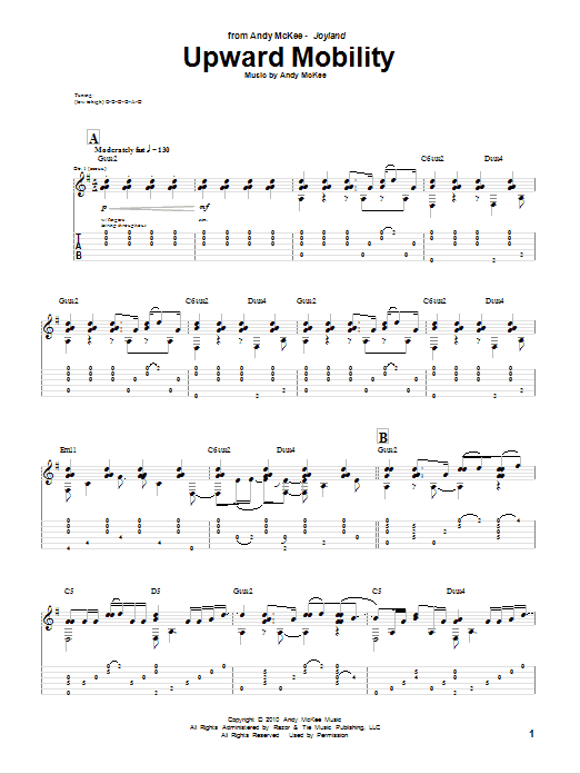 Andy McKee Upward Mobility Sheet Music Notes & Chords for Guitar Tab - Download or Print PDF