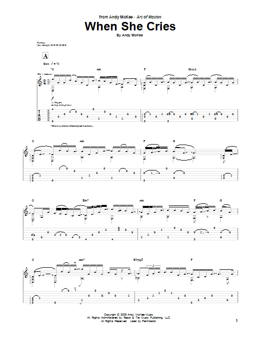 Andy McKee When She Cries Sheet Music Notes & Chords for Guitar Tab - Download or Print PDF