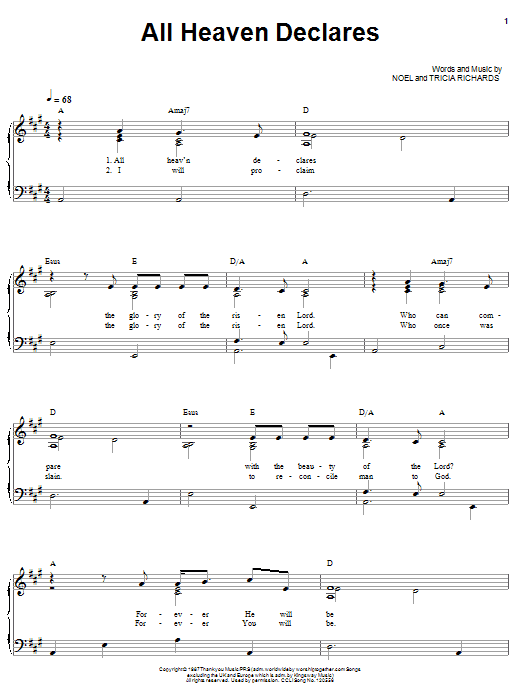 Andy Park All Heav'n Declares Sheet Music Notes & Chords for Piano, Vocal & Guitar (Right-Hand Melody) - Download or Print PDF Andy Park All Heav'n Declares Sheet Music Notes & Chords for Piano, Vocal & Guitar (Right-Hand Melody) - Download or Print PDF