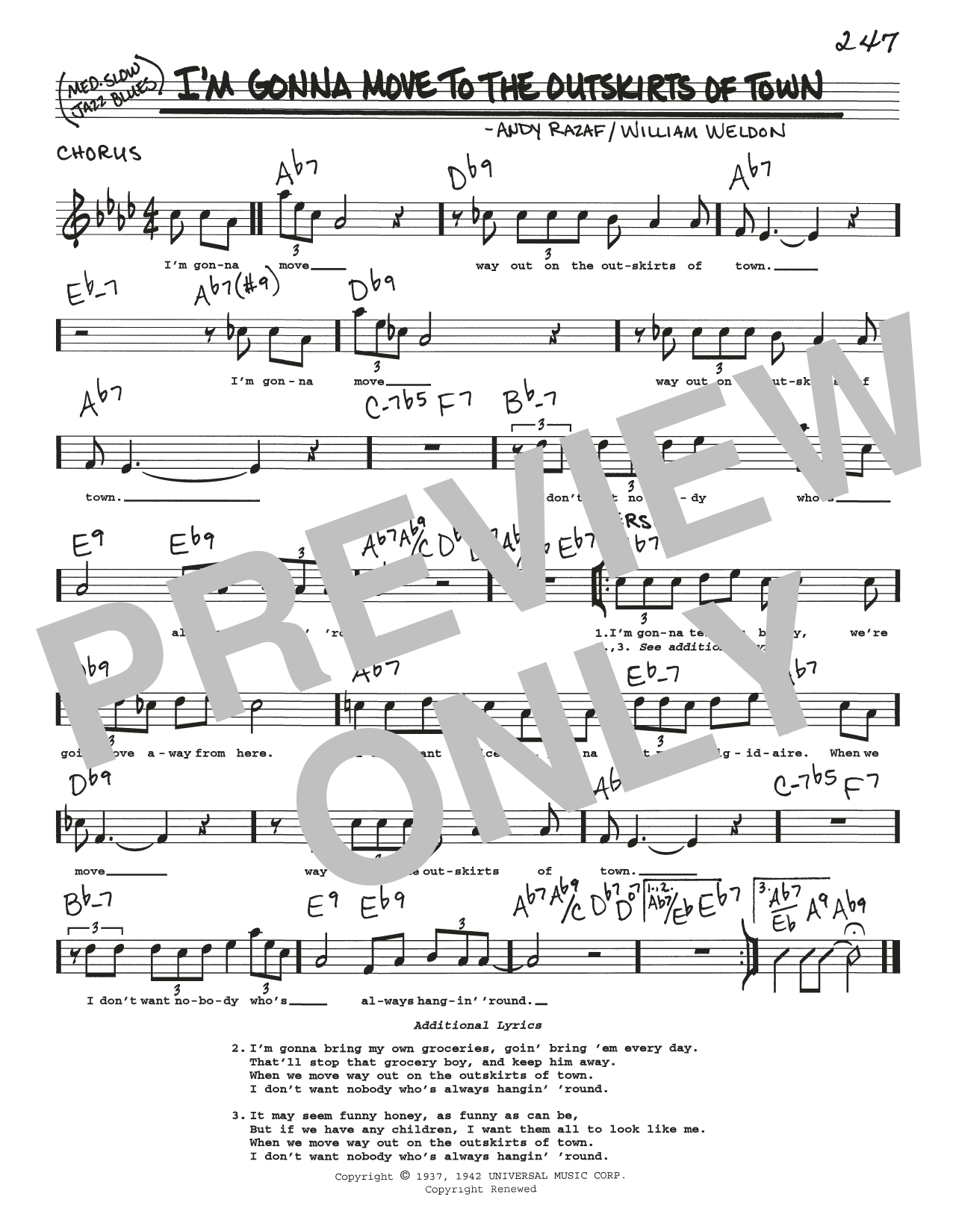 Andy Razaf I'm Gonna Move To The Outskirts Of Town Sheet Music Notes & Chords for Real Book – Melody, Lyrics & Chords - Download or Print PDF