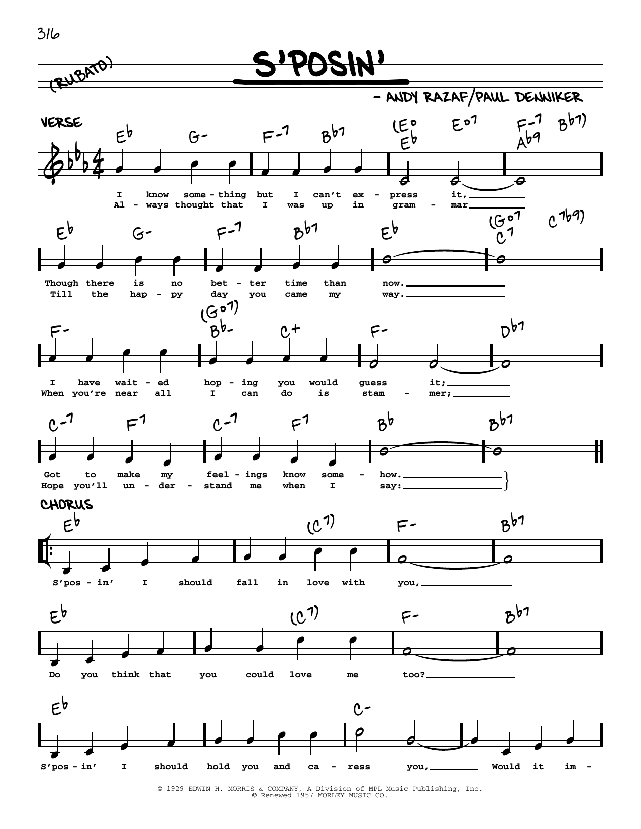 Andy Razaf S'posin' (arr. Robert Rawlins) Sheet Music Notes & Chords for Real Book – Melody, Lyrics & Chords - Download or Print PDF