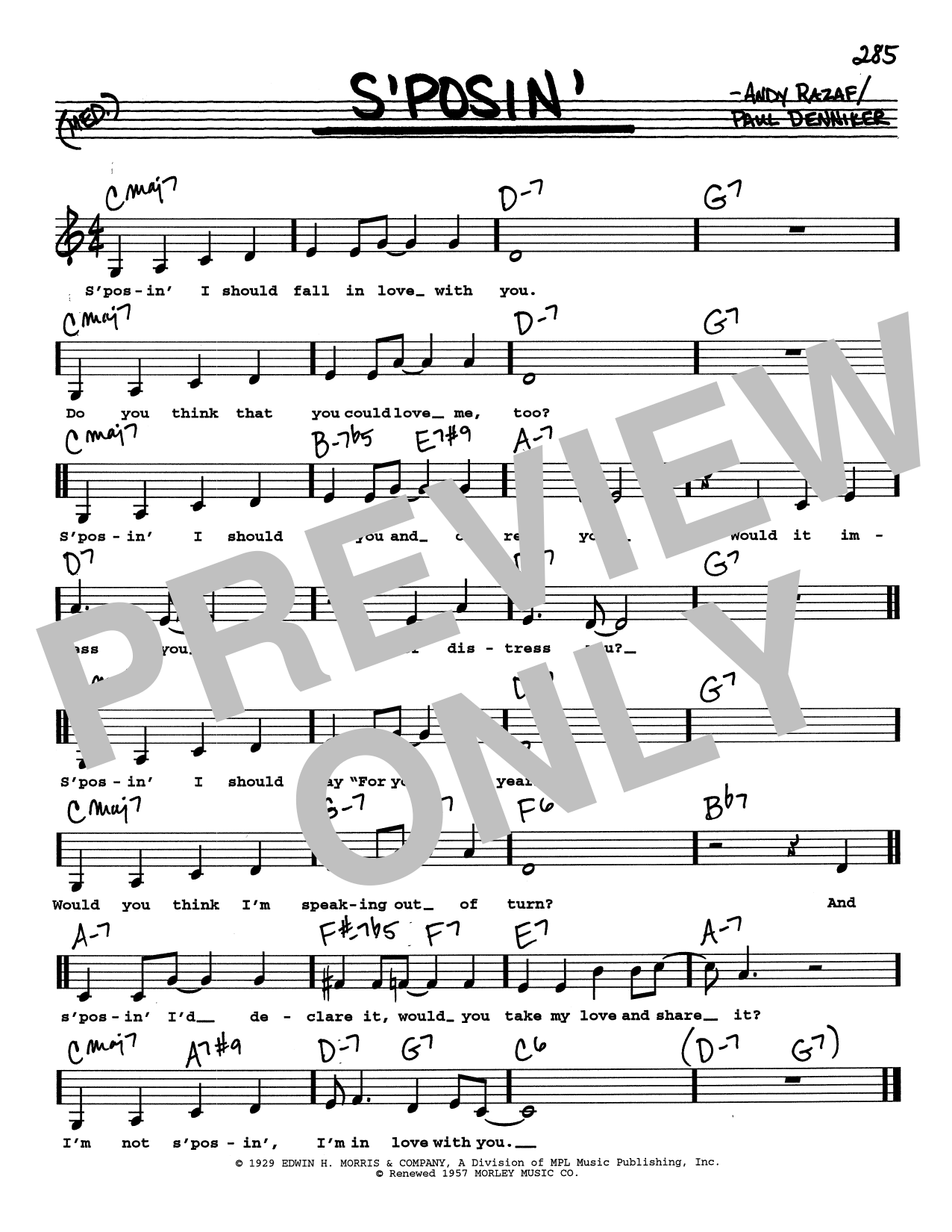 Andy Razaf S'posin' (Low Voice) Sheet Music Notes & Chords for Real Book – Melody, Lyrics & Chords - Download or Print PDF