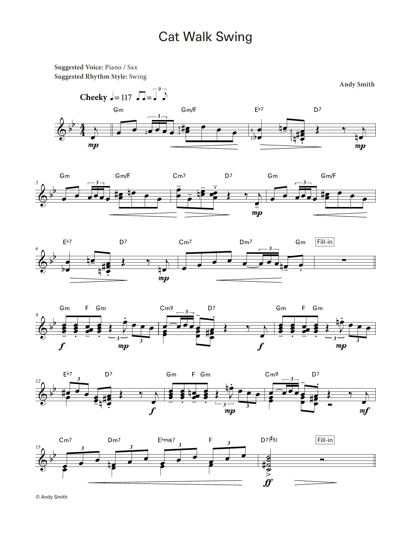 Andy Smith Cat Walk Swing (LCME Electronic Keyboard Grade 8 List C) Sheet Music Notes & Chords for Piano Solo - Download or Print PDF