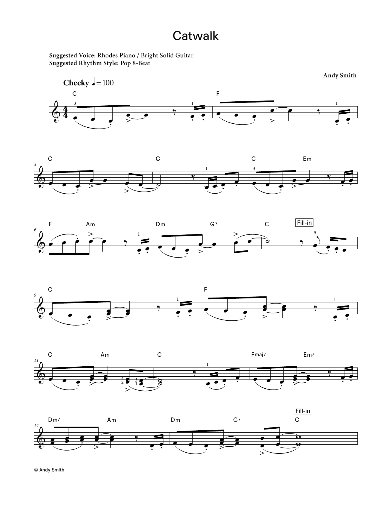 Andy Smith Catwalk (LCME Electronic Keyboard Grade 3 List B) Sheet Music Notes & Chords for Piano Solo - Download or Print PDF