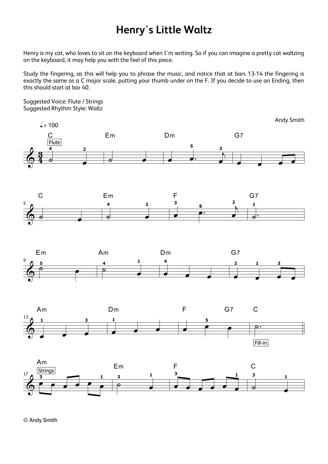 Andy Smith Henry's Little Waltz (LCME Electronic Keyboard Grade 1 List B & C) Sheet Music Notes & Chords for Piano Solo - Download or Print PDF