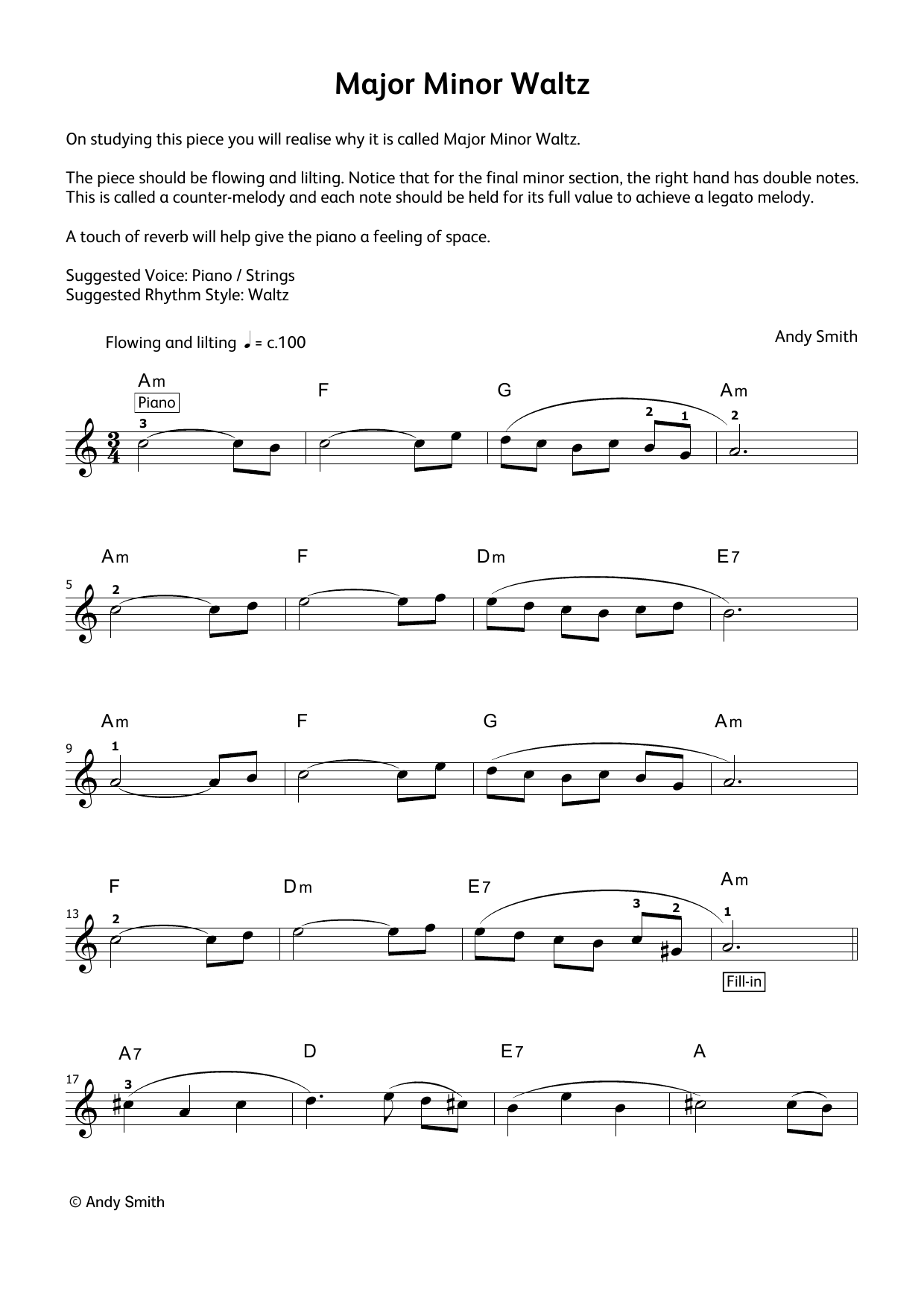 Andy Smith Major Minor Waltz (LCME Electronic Keyboard Grade 2 List B & C) Sheet Music Notes & Chords for Piano Solo - Download or Print PDF