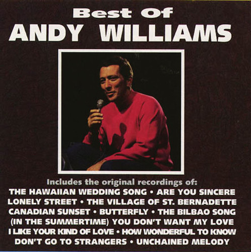 Andy Williams, Butterfly, Melody Line, Lyrics & Chords