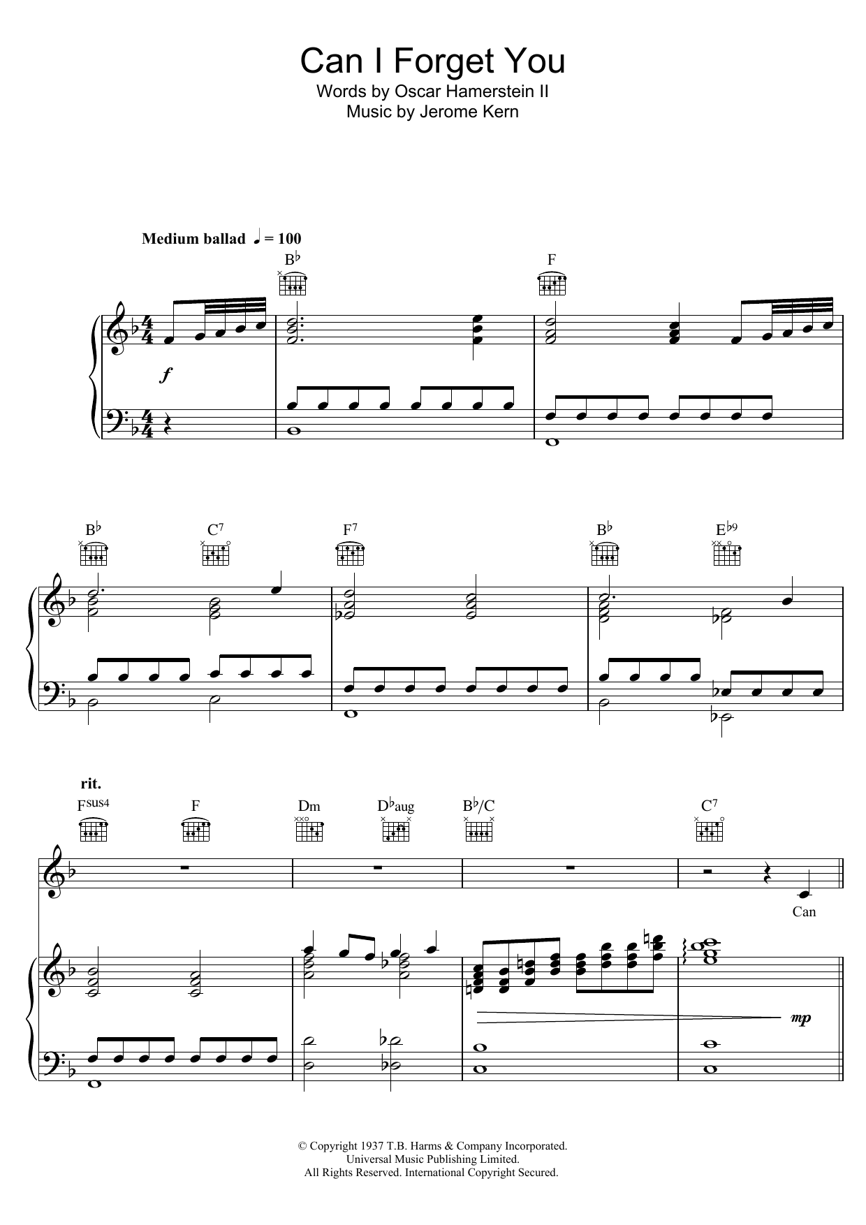 Andy Williams Can I Forget You? Sheet Music Notes & Chords for Piano, Vocal & Guitar (Right-Hand Melody) - Download or Print PDF
