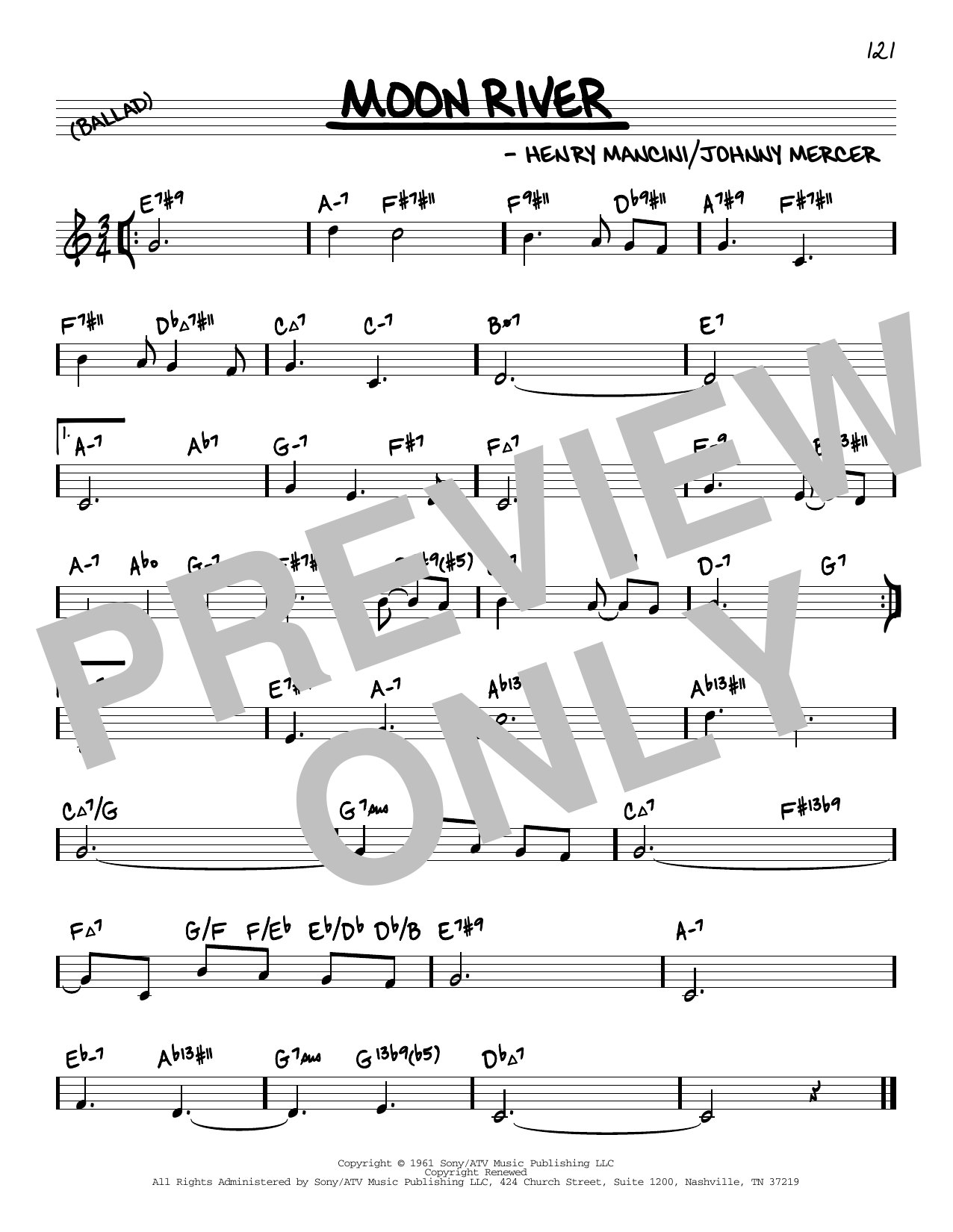 Andy Williams Moon River (arr. David Hazeltine) Sheet Music Notes & Chords for Real Book – Enhanced Chords - Download or Print PDF