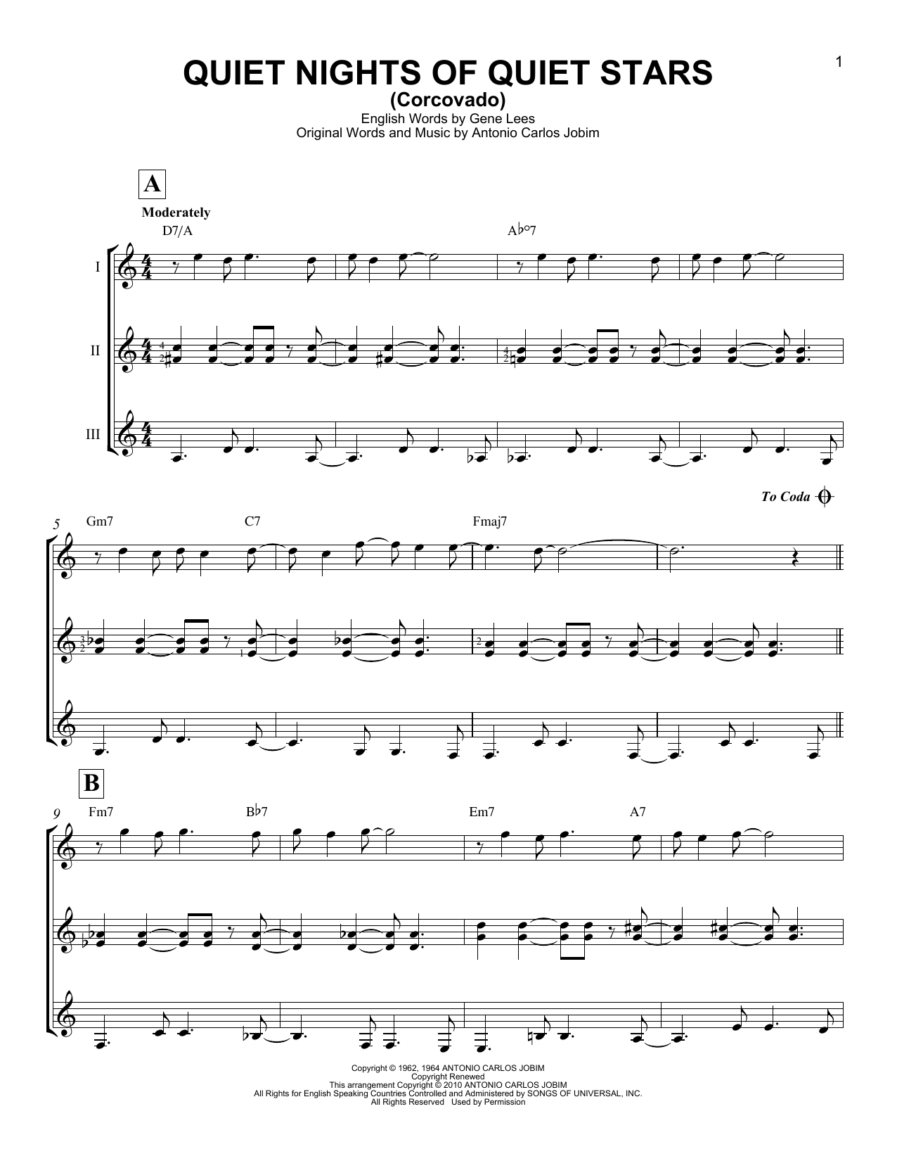 Andy Williams Quiet Nights Of Quiet Stars (Corcovado) Sheet Music Notes & Chords for Easy Piano - Download or Print PDF