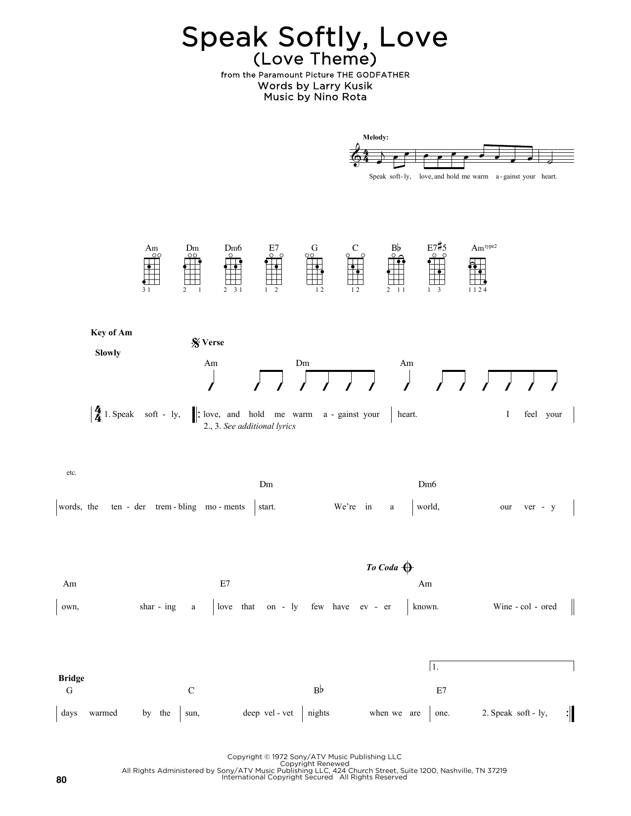 Andy Williams Speak Softly, Love (Love Theme) (arr. Fred Sokolow) Sheet Music Notes & Chords for Mandolin - Download or Print PDF