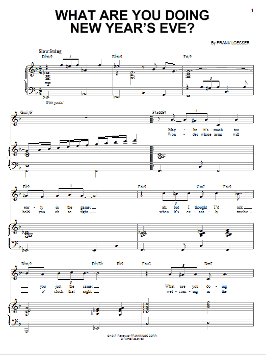 Andy Williams What Are You Doing New Year's Eve? Sheet Music Notes & Chords for Piano, Vocal & Guitar (Right-Hand Melody) - Download or Print PDF