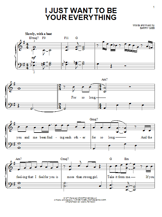 Andy Gibb I Just Want To Be Your Everything Sheet Music Download Pdf Score 94360