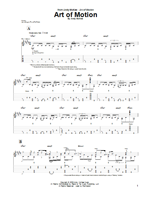Preview Andy McKee Art Of Motion Pop sheet music, notes and chords for Guitar Tab, SKU: 98794 Art Of Motion sheet music