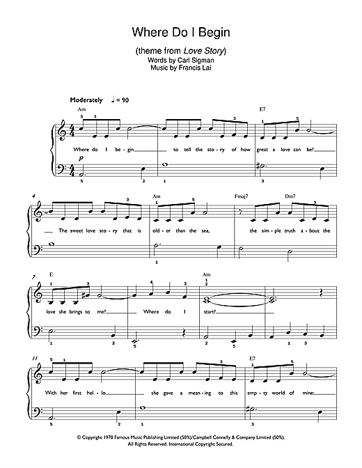 Andy Williams Where Do I Begin Theme From Love Story Sheet Music Download Pdf Score 357913