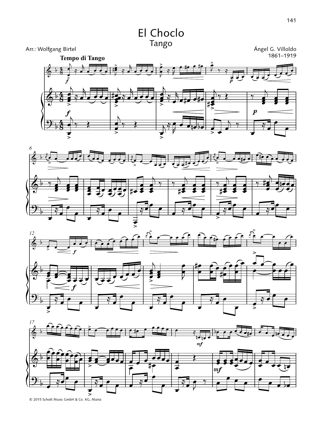 Angel G. Villoldo El Choclo Sheet Music Notes & Chords for String Solo - Download or Print PDF