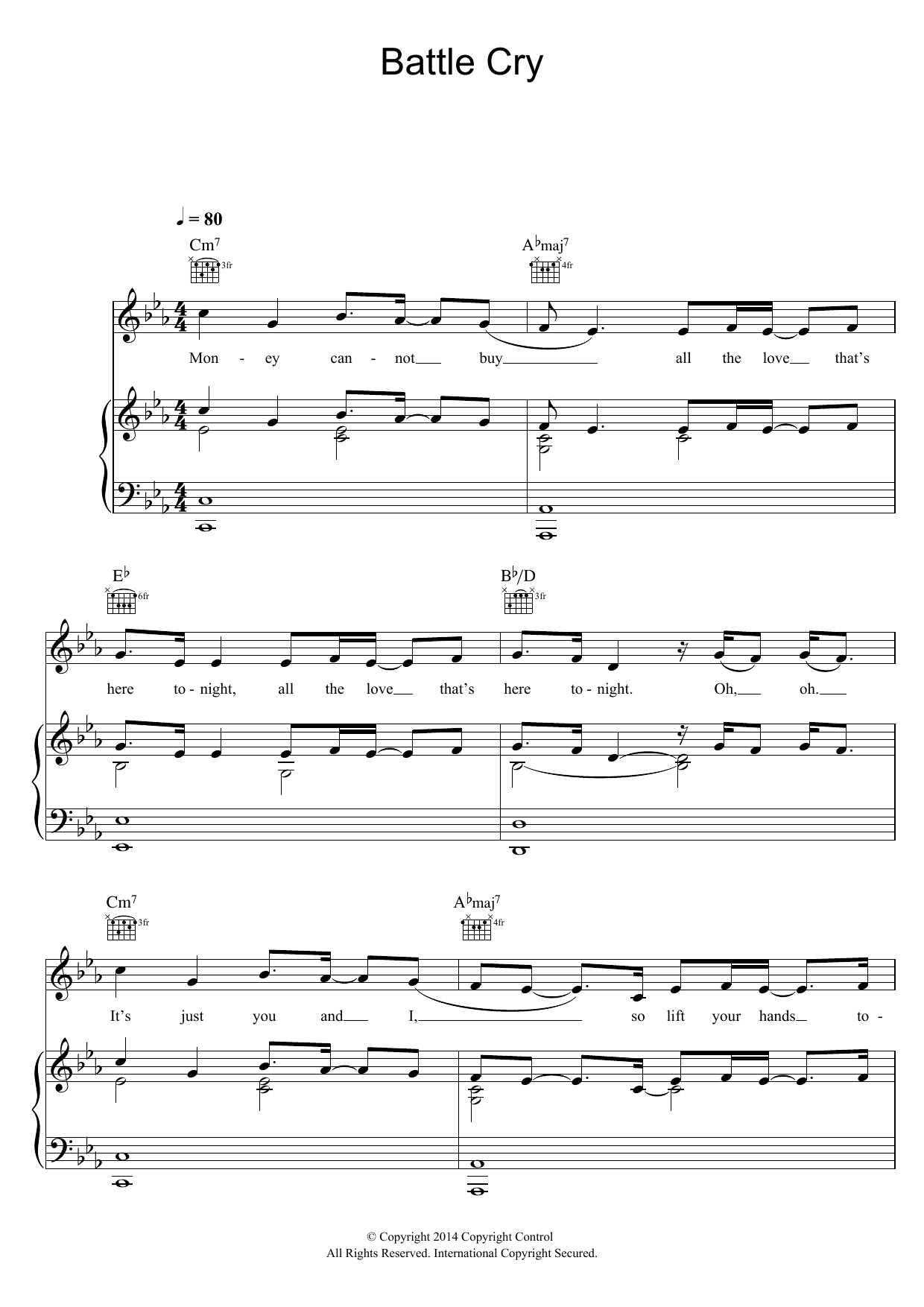 Angel Haze Battle Cry (featuring Sia) Sheet Music Notes & Chords for Piano, Vocal & Guitar (Right-Hand Melody) - Download or Print PDF