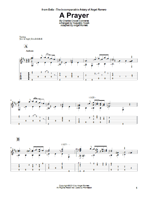 Angel Romero A Prayer Sheet Music Notes & Chords for Guitar Tab - Download or Print PDF
