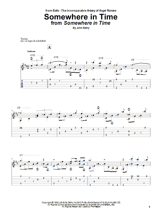 Angel Romero Somewhere In Time Sheet Music Notes & Chords for Guitar Tab - Download or Print PDF